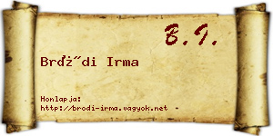 Bródi Irma névjegykártya